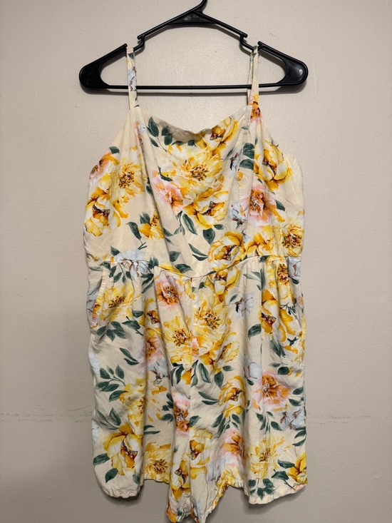Old Navy Pants - Old Navy Cream Romper with Yellow Floral Print